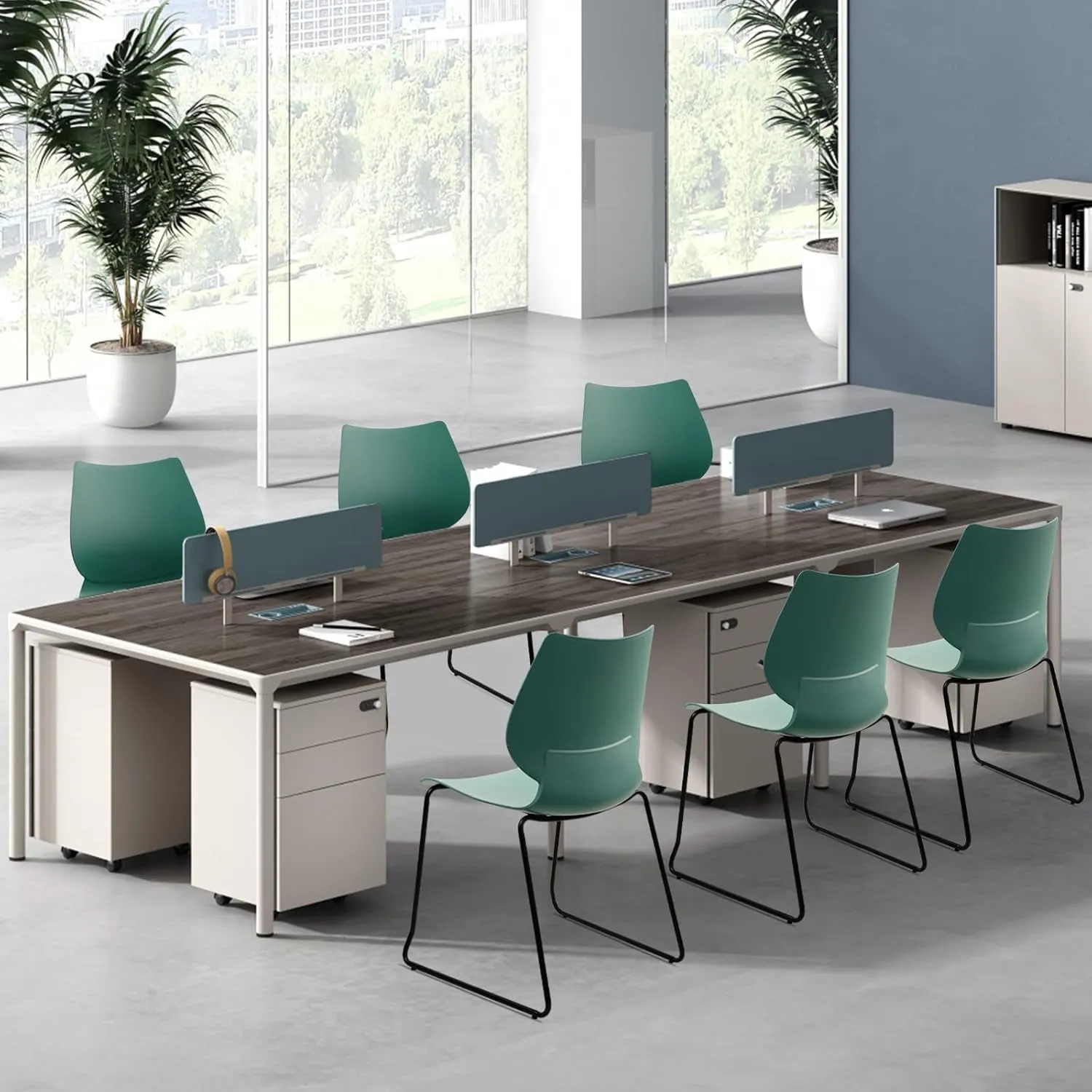 Stacking Chairs, Stackable Waiting Room Chairs, Conference Chair with Back & Church Chairs No Wheels with Metal Legs, Suitable for Offices Conference Training Waiting Room Set of 12, Green