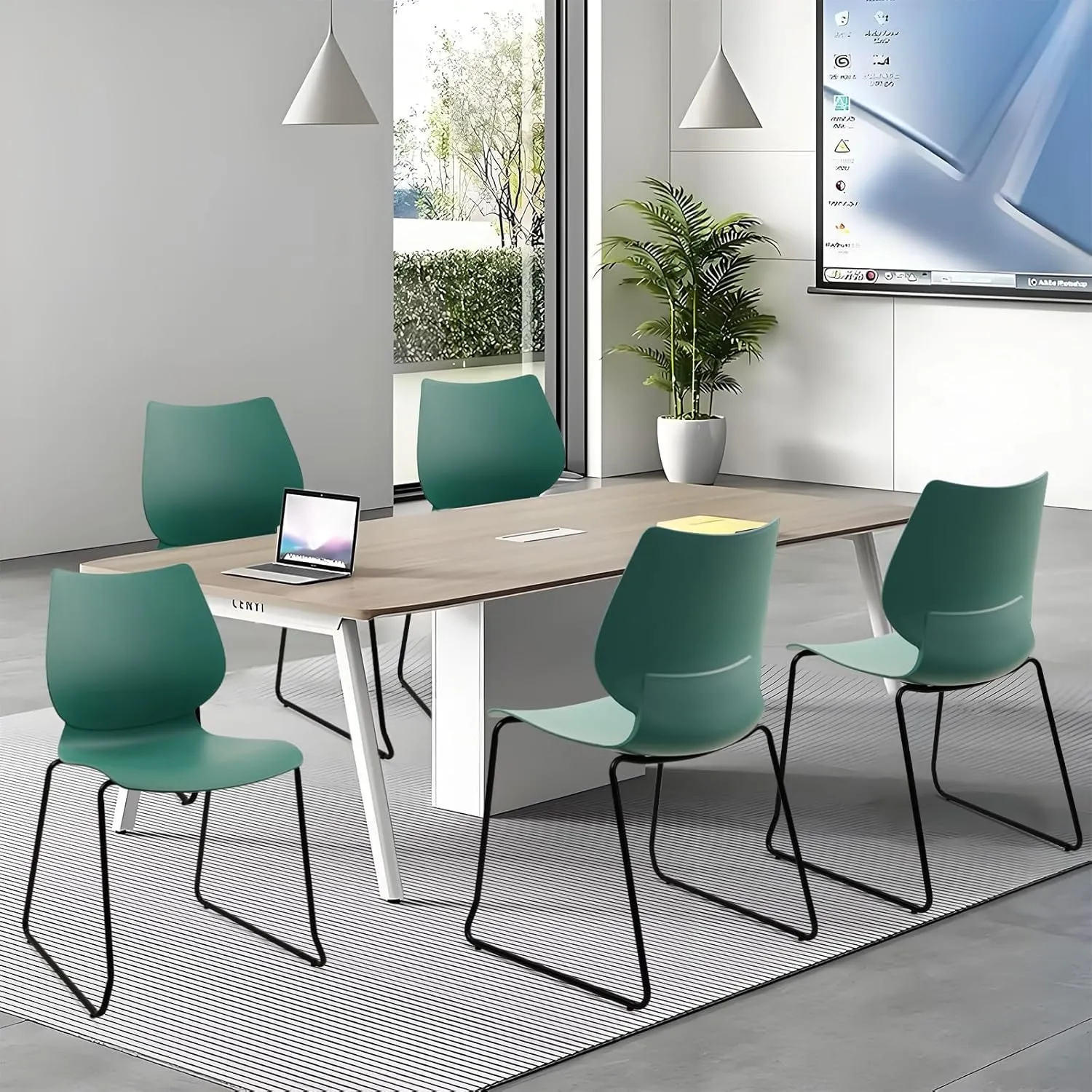 Stacking Chairs, Stackable Waiting Room Chairs, Conference Chair with Back & Church Chairs No Wheels with Metal Legs, Suitable for Offices Conference Training Waiting Room Set of 12, Green