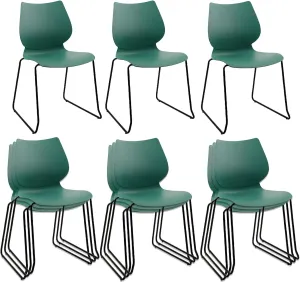 Stacking Chairs, Stackable Waiting Room Chairs, Conference Chair with Back & Church Chairs No Wheels with Metal Legs, Suitable for Offices Conference Training Waiting Room Set of 12, Green
