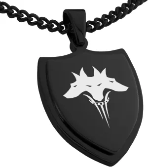 Stainless Steel Greek Mythology Cerberus Shield Pendant Necklace