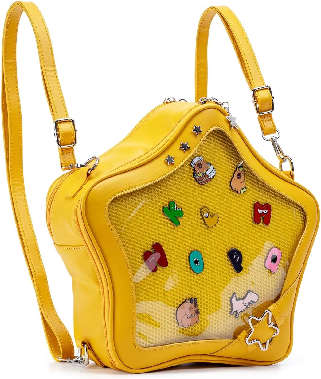 Star-Shaped Ita Bag, Star Purse Pin Backpack PU Cute Aesthetic Y2K Crossbody Purse, Handbag Ita Insert Display (Yellow)