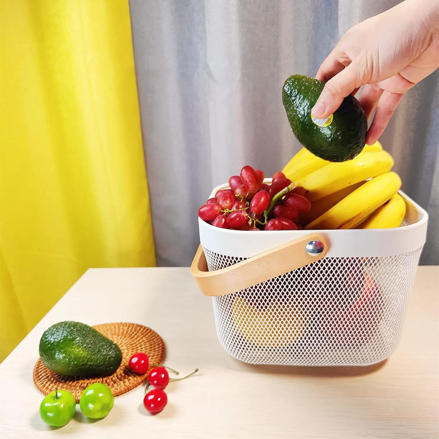 Steel Mesh Hanging Kitchen Baskets – Versatile Metal Storage Organizer for Fruits, Vegetables, Cabinets & More