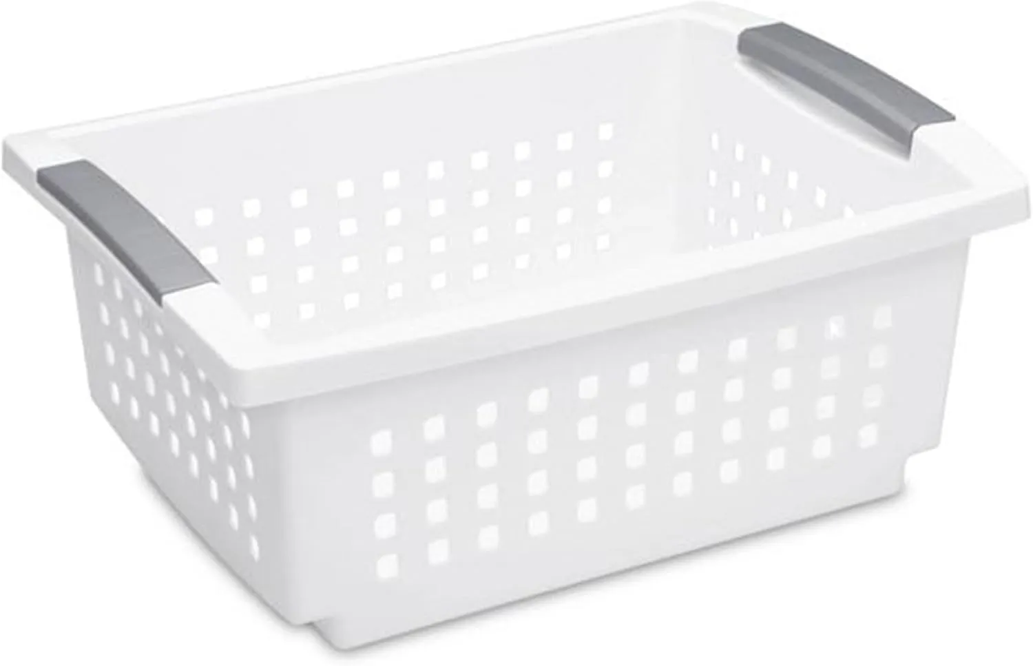 Sterilite 10 Pack Medium Stacking Basket, Plastic Stackable Storage Organizer Bin, White