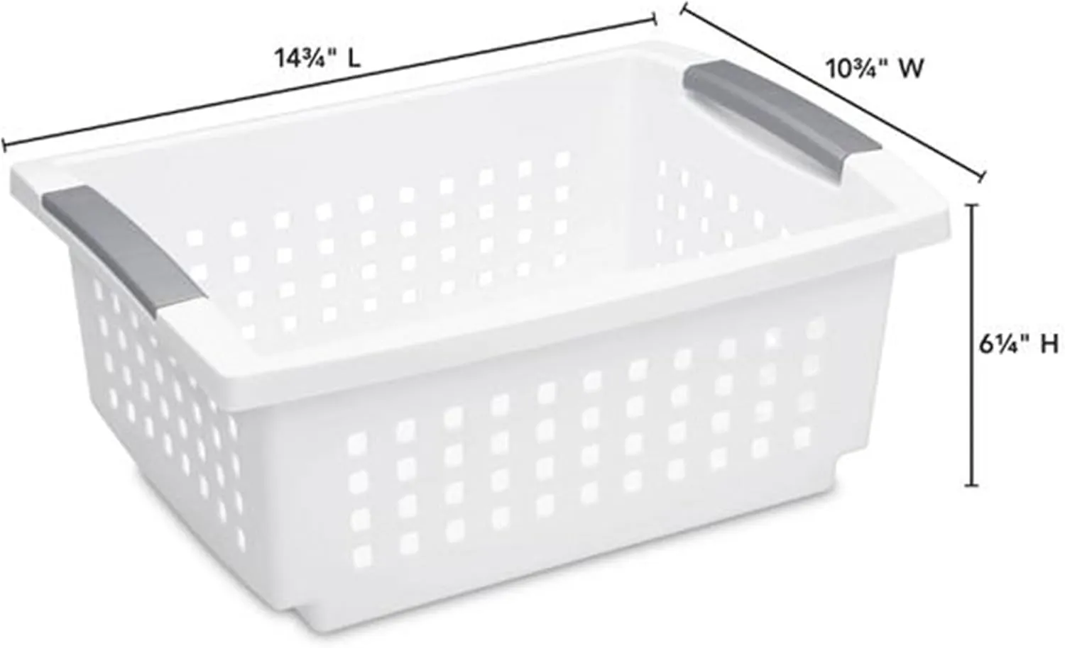 Sterilite 10 Pack Medium Stacking Basket, Plastic Stackable Storage Organizer Bin, White