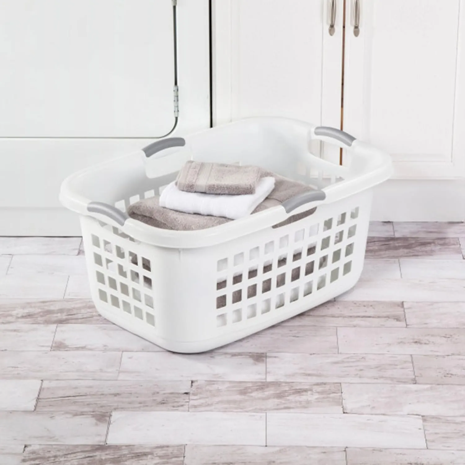Sterilite 12 Pack Plastic Laundry Basket Clothes Hamper, 2 Bushel, Ultra, White