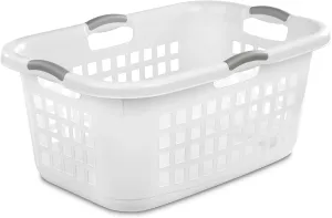 Sterilite 12 Pack Plastic Laundry Basket Clothes Hamper, 2 Bushel, Ultra, White