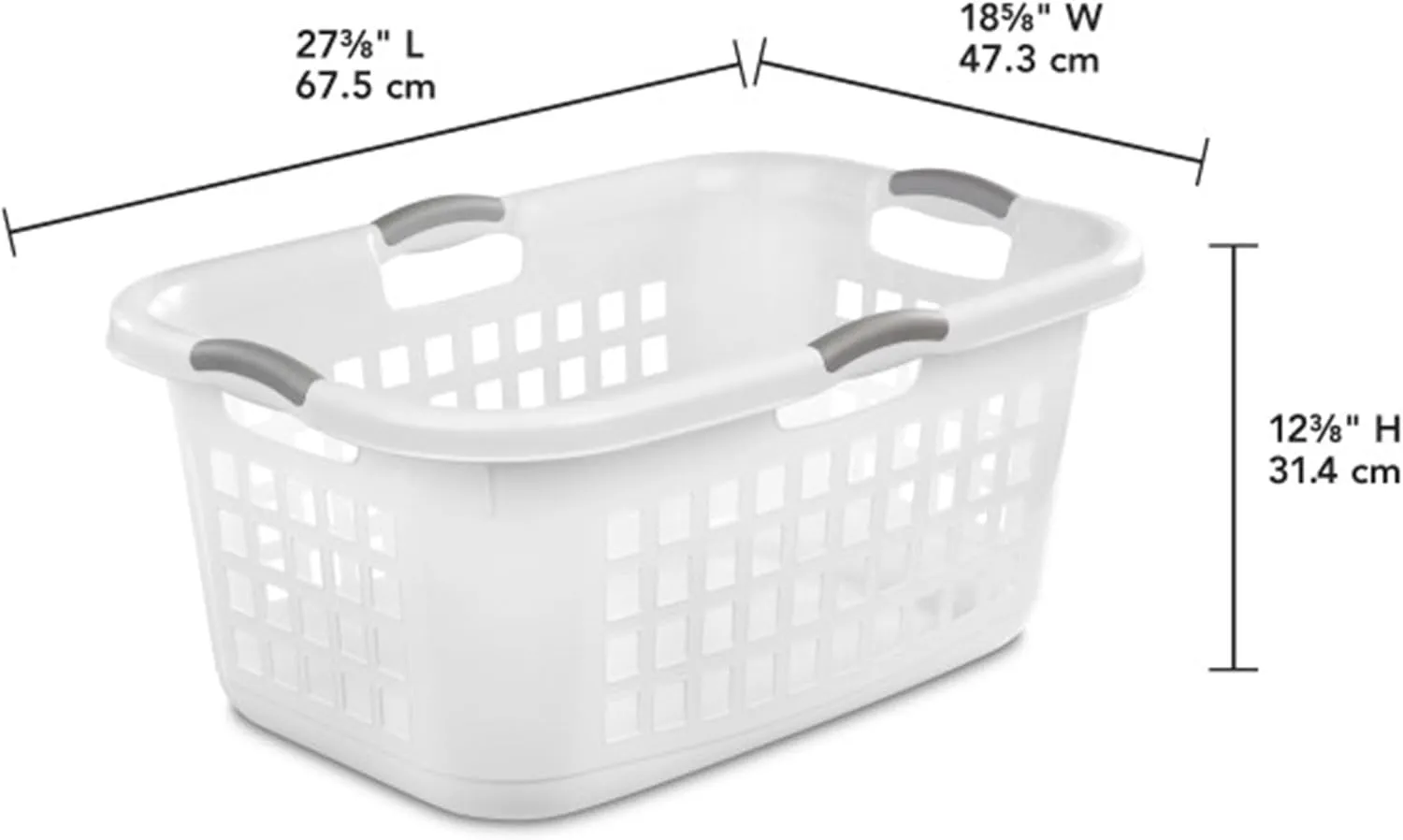 Sterilite 12 Pack Plastic Laundry Basket Clothes Hamper, 2 Bushel, Ultra, White