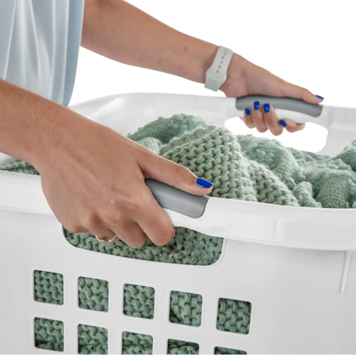 Sterilite 12 Pack Plastic Laundry Basket Clothes Hamper, 2 Bushel, Ultra, White