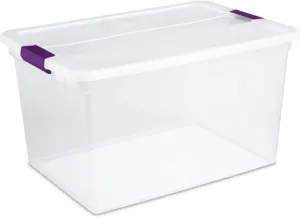 Sterilite 18-Pack Clearview Latch Box, Stackable Storage Organizer Bins for Home, 66 Quart