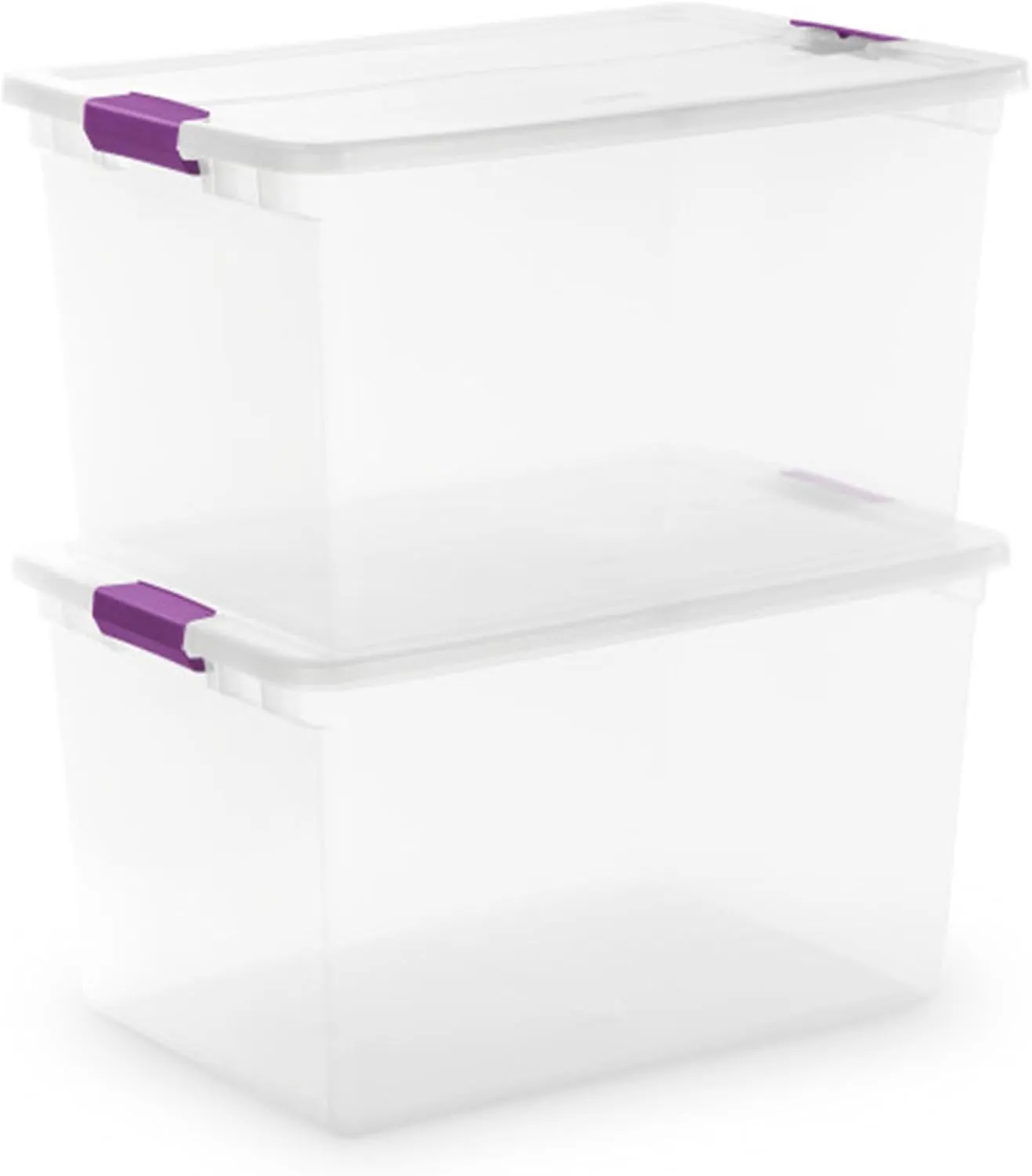 Sterilite 18-Pack Clearview Latch Box, Stackable Storage Organizer Bins for Home, 66 Quart