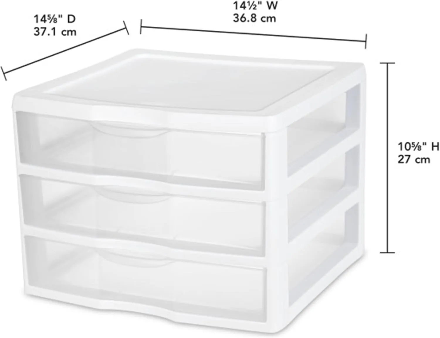 Sterilite 3-Pack 3 Drawer Plastic Storage, Stackable Dresser Organizer Drawers, White