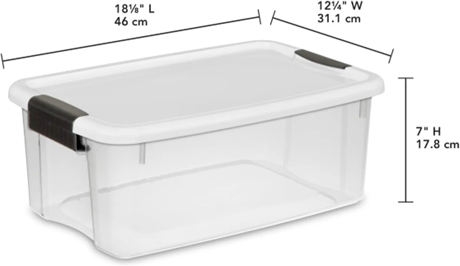 Sterilite 6-Pack Stackable Storage Bin with Lid, Clear Plastic Design, 18 Quart