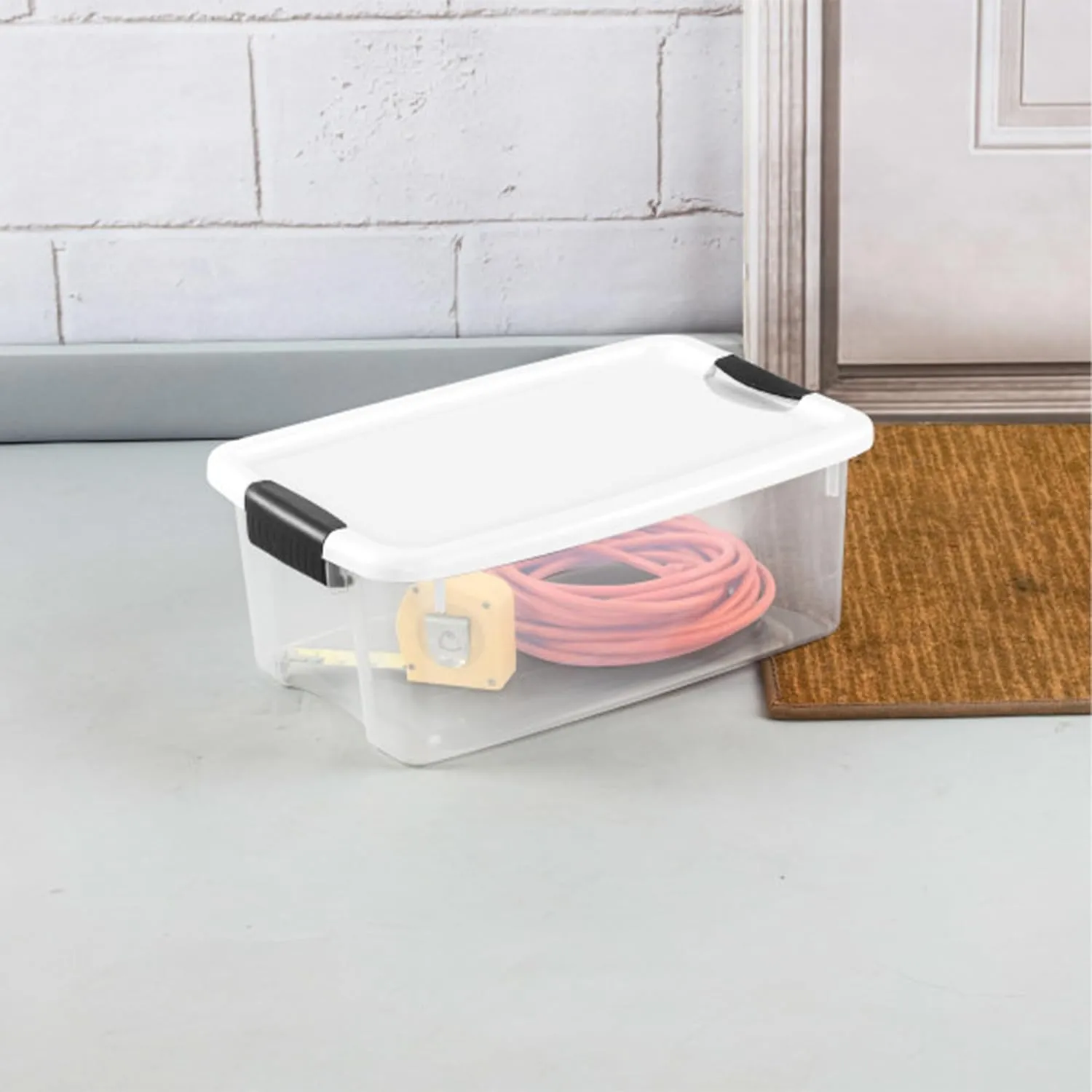 Sterilite 6-Pack Stackable Storage Bin with Lid, Clear Plastic Design, 18 Quart