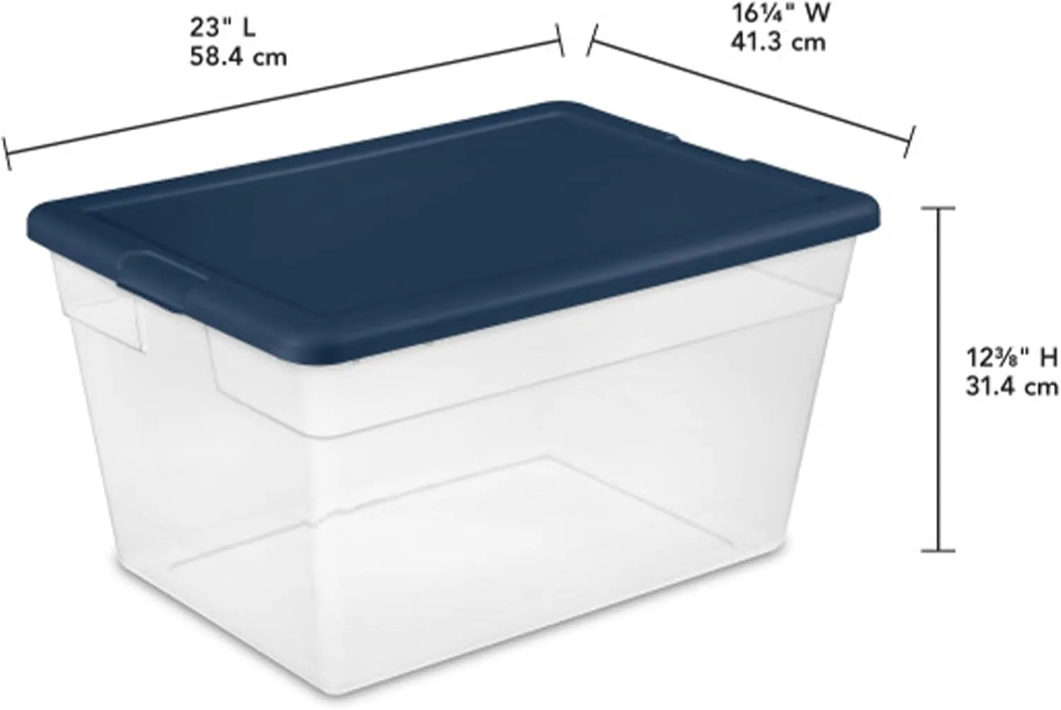 Sterilite 8 Pack Storage Boxes, Stackable Plastic Totes with Lids, Marine Blue, 56 Quart