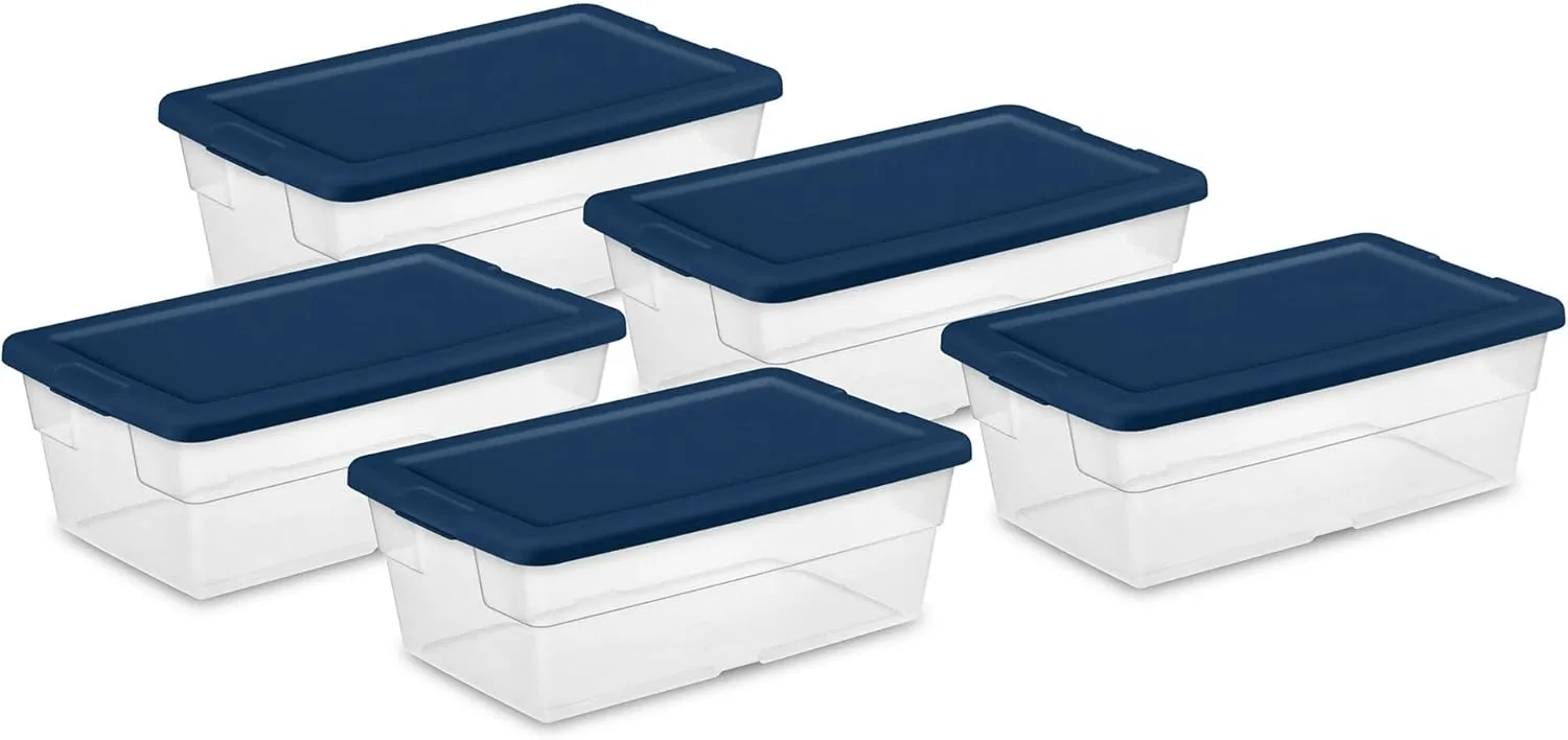 Sterilite Stackable 6 Quart Home Storage Box with Handles and Lid for Efficient, Space Saving Household Storage and Organization, (10 Pack)