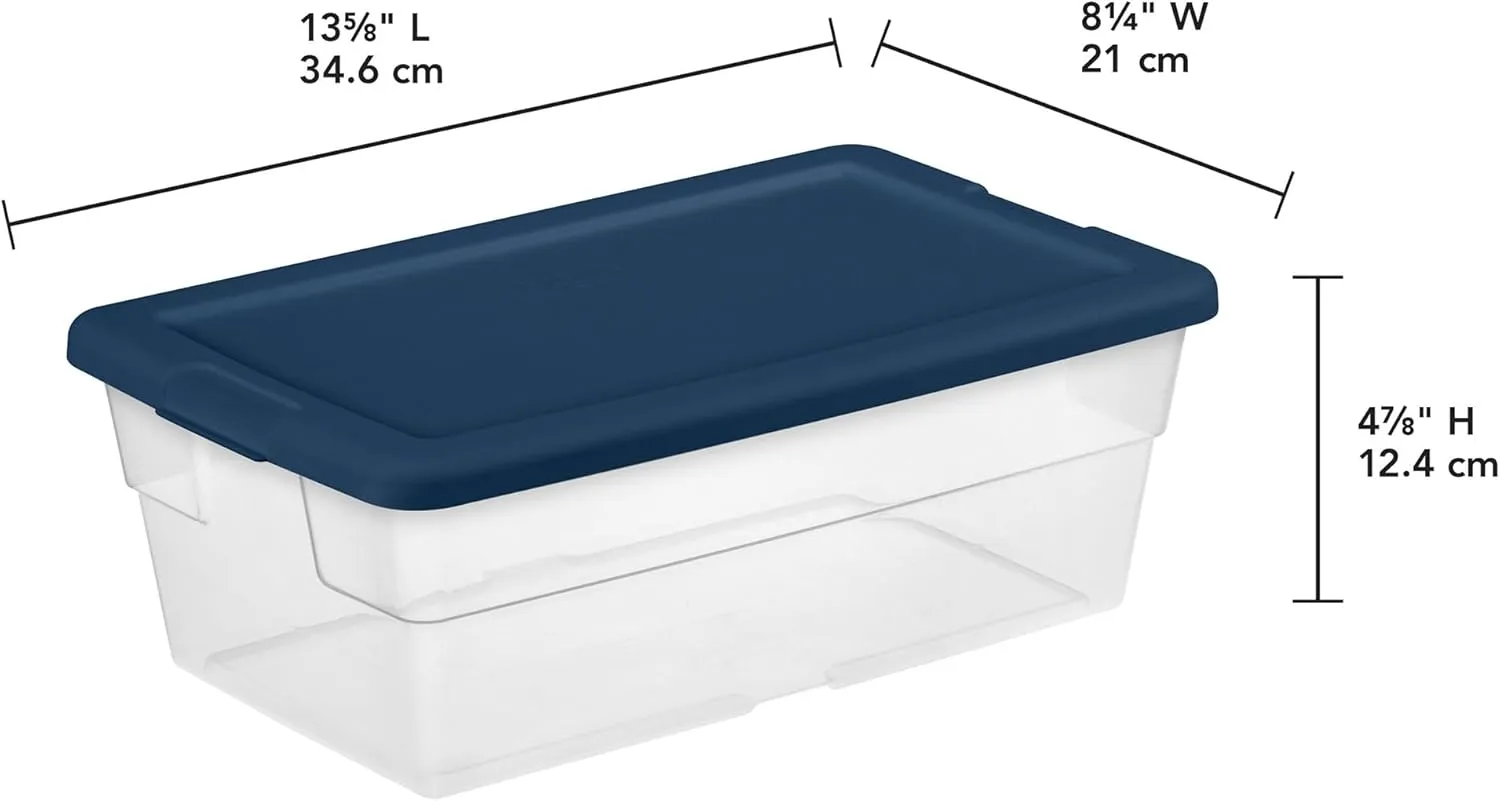 Sterilite Stackable 6 Quart Home Storage Box with Handles and Lid for Efficient, Space Saving Household Storage and Organization, (10 Pack)