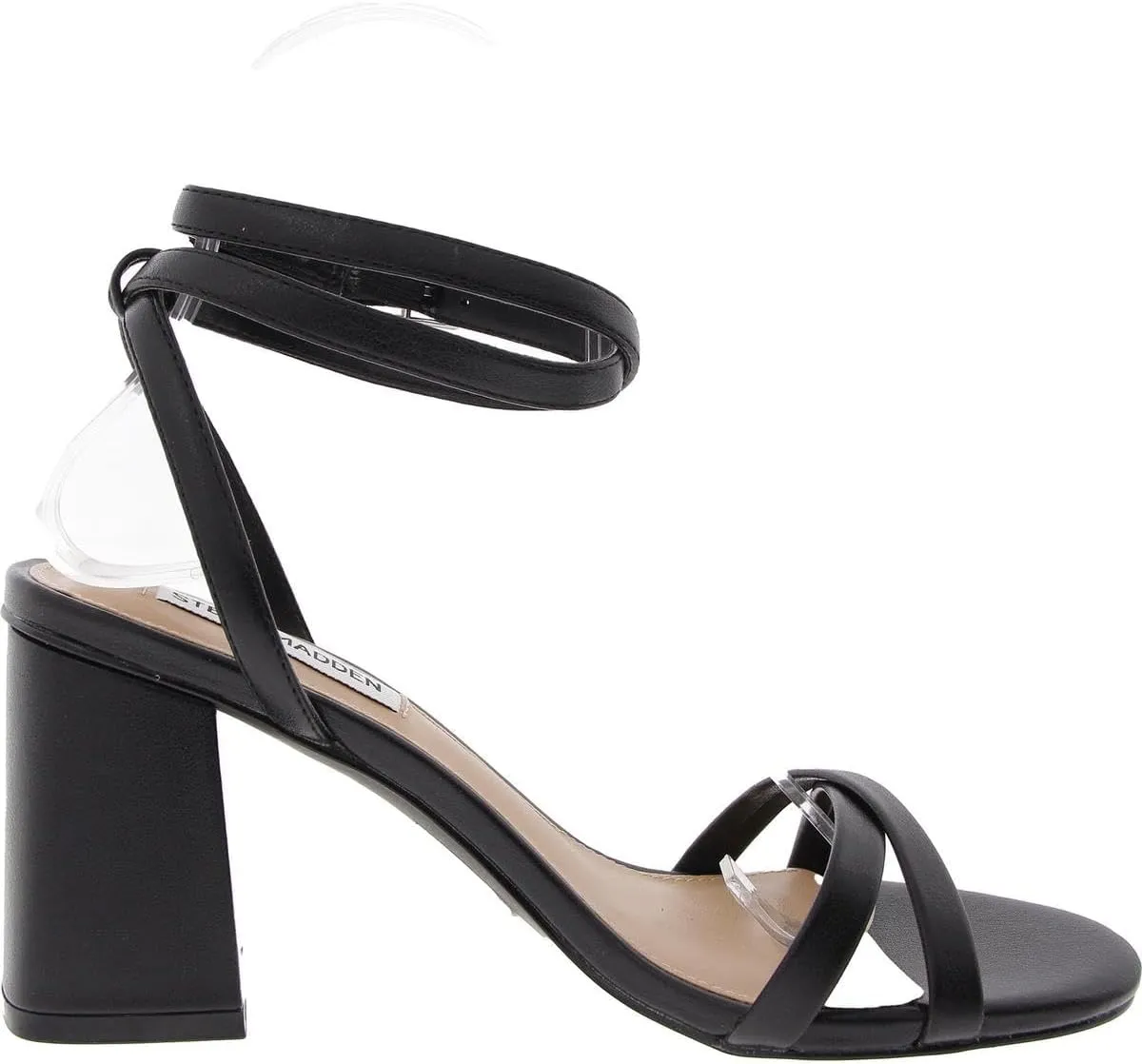 Steve Madden Womens EVA Adjustable Faux Leather Block Heel