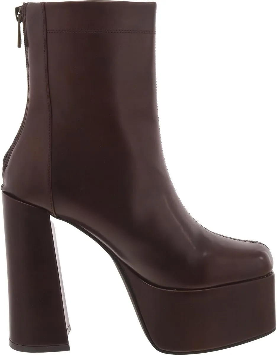Steve Madden Womens Voyager Faux Leather Zipper Ankle Boots