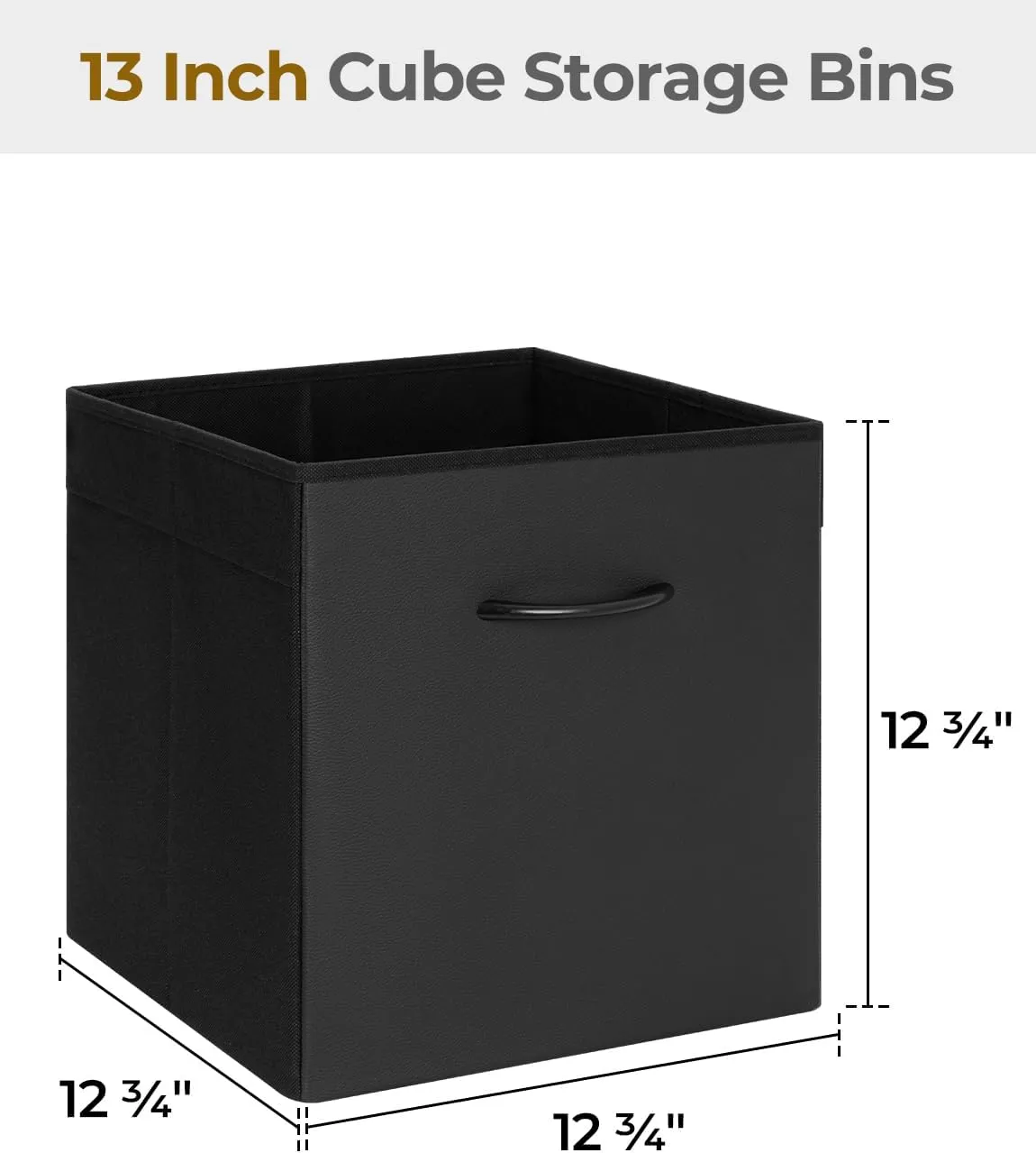 StorageWorks Black Storage Cubes, 13-inch Storage Cubes with Handle, Cube Organizer Baskets for Shelves and Closet, Collapsible Storage Bins, 4-Pack