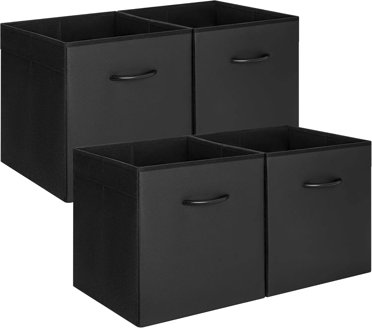 StorageWorks Black Storage Cubes, 13-inch Storage Cubes with Handle, Cube Organizer Baskets for Shelves and Closet, Collapsible Storage Bins, 4-Pack