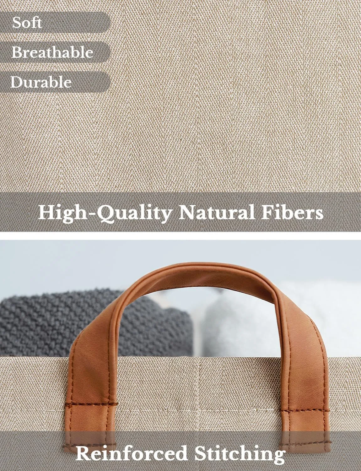 StorageWorks Storage Bins, Shelves Baskets for Organizing, Fabric Closet Organizers with Handles, Metal Frame, Brown and Beige, 2-Pack