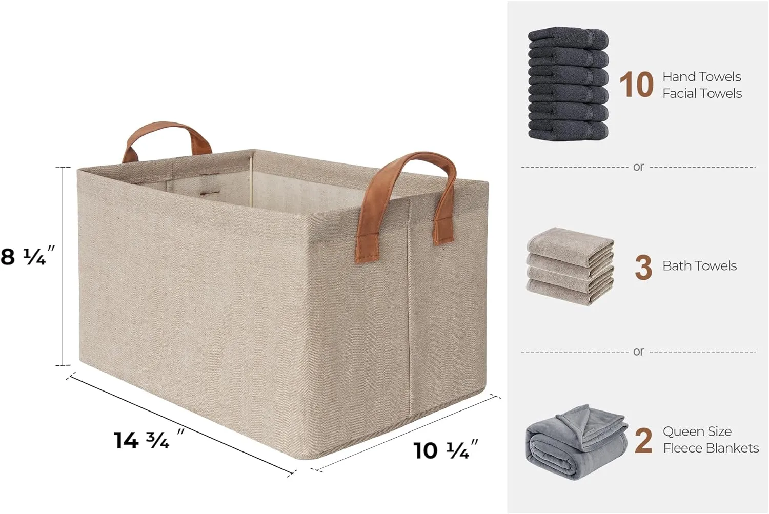 StorageWorks Storage Bins, Shelves Baskets for Organizing, Fabric Closet Organizers with Handles, Metal Frame, Brown and Beige, 2-Pack