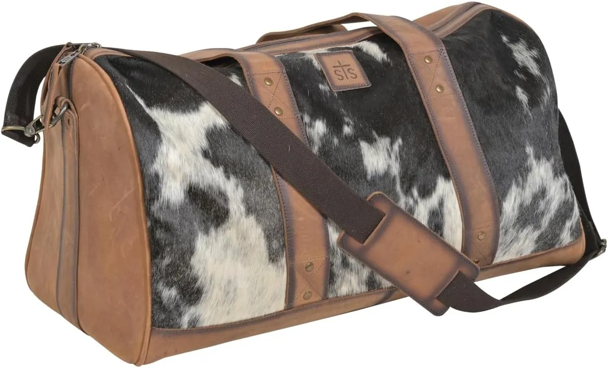 STS Ranchwear Saltillo Spacious Leather Travel Duffle Bag with Adjustable & Removable Shoulder Strap, Tornado/Cowhide, One Size