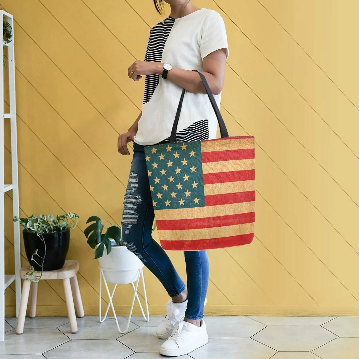 SUABO Tote Bag Kitchen Reusable Grocery Bags Canvas Shopping Bag for Mom's Gift Outdoor