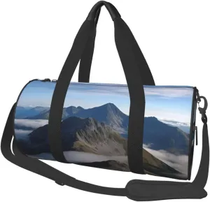 Summits and ridges Travel Duffle Bag Carry On Weekender Overnight Bag Sport Gym Bag for Women Men Foldable Travel Duffle Round Duffle Bag for Travel Sports Gym