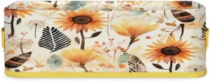 Sunflower Plants Autumn Bathroom Storage Basket, Foldable with Handle Open Countertop Paper Towel Decorative Box, Toilet Tank Top Shelf Baskets for Home Closet Bedroom Living Room Office