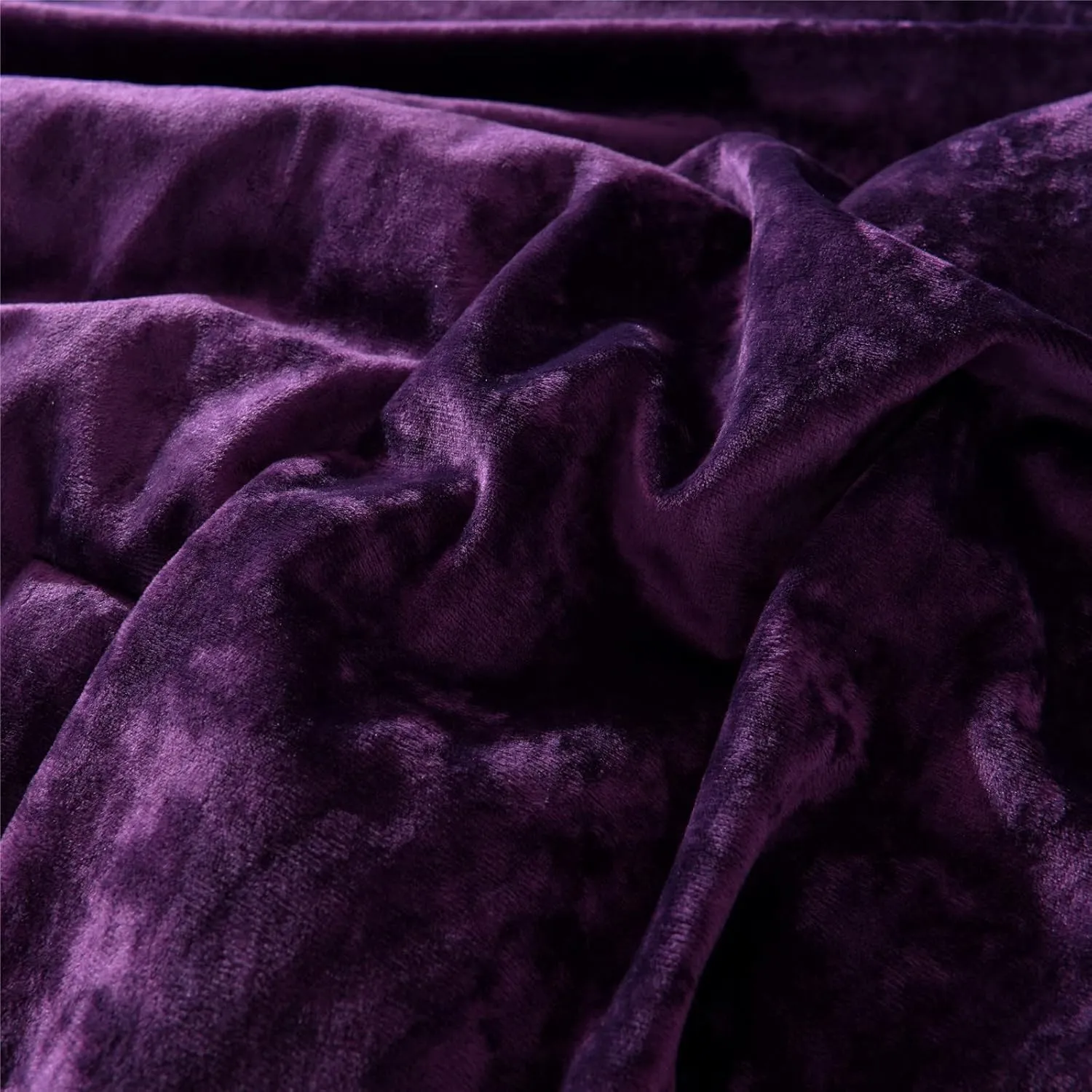 Sunshine Nicole Distressed Velvet Comforter Set, Distressed Velvet Face and Brushed Solid Microfiber Reverse, with Light Weight Soft Poly Fill, 5 Pieces Purple, Queen