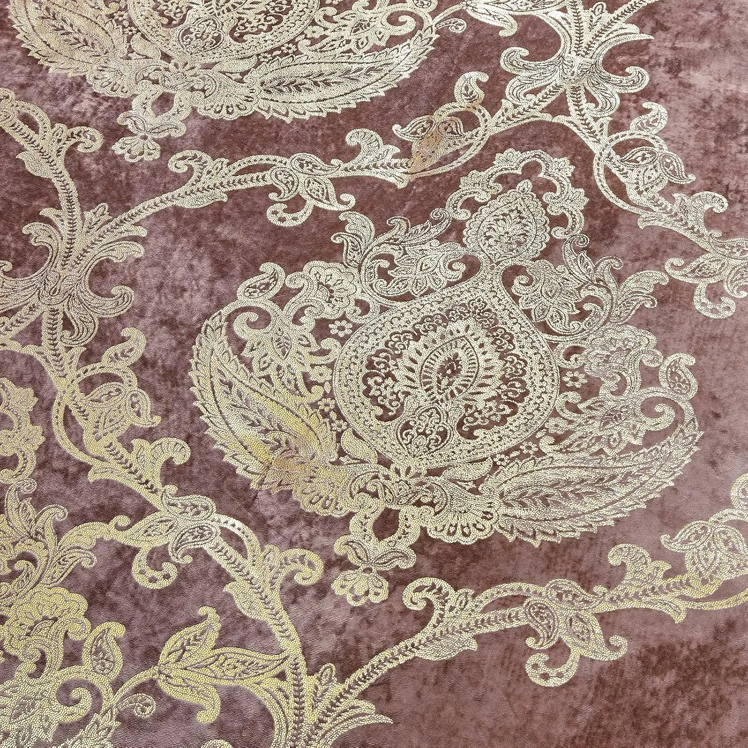 Sunshine Nicole Metallic Print Comforter Set, Distressed Velvet Face with Metallic Foil Print and Brushed Solid Microfiber Reverse, with Light Weight Soft Poly Fill, 3 Pieces Dusty Mauve Gold, King