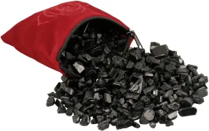 SUNYIK Natural Black Tourmaline Tumbled Chip Stone, Root Chakra Crystal Pillow for Healing Reiki, Sphere Sculpture Figurine Point Display Stand, Root Chakra