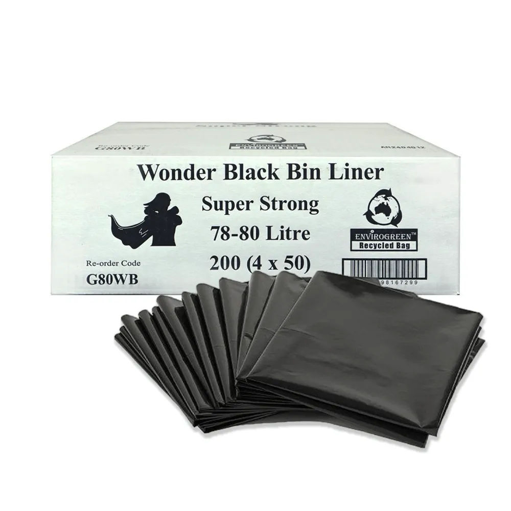Super Extra Heavy Duty 78-80L Black Garbge Bag - 200/CTN