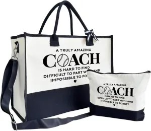 SUSZDOU Gift for Coach Tote Bag - Baseball Handbag, Travel Bag, Thank You Gift, Canvas Beach Bag With Zipper