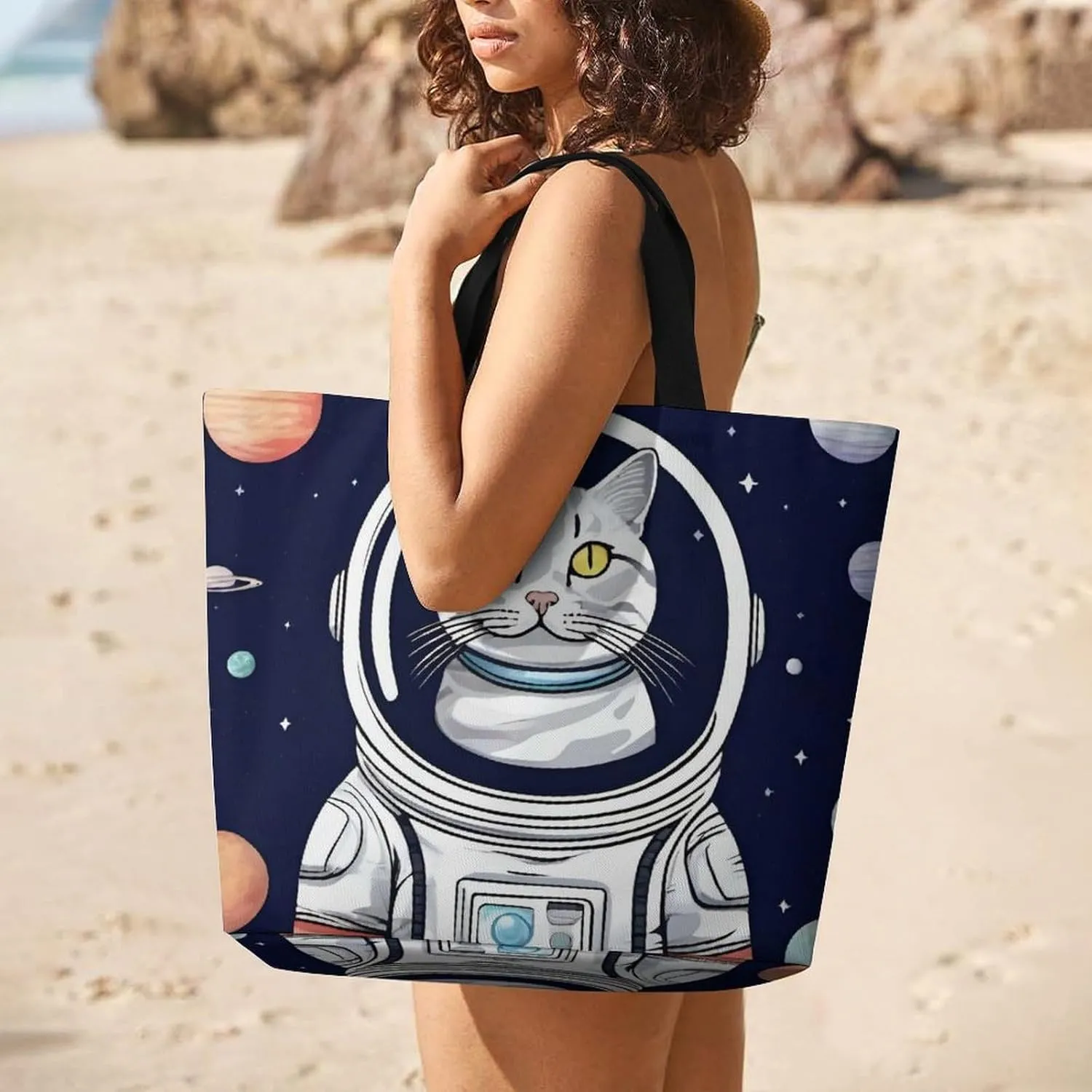 Swimming Dolphin in Blue Sea Tote Bag for Women Reusable Grocery Shoulder Bags Shopping Bag for Travel, Groceries