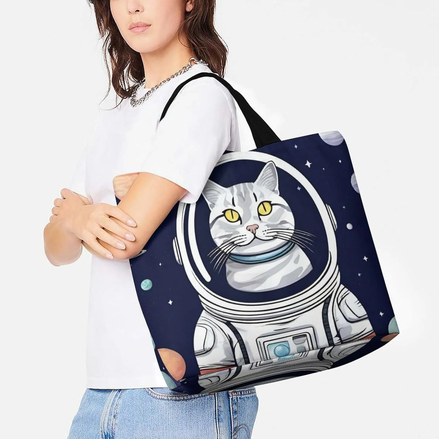Swimming Dolphin in Blue Sea Tote Bag for Women Reusable Grocery Shoulder Bags Shopping Bag for Travel, Groceries