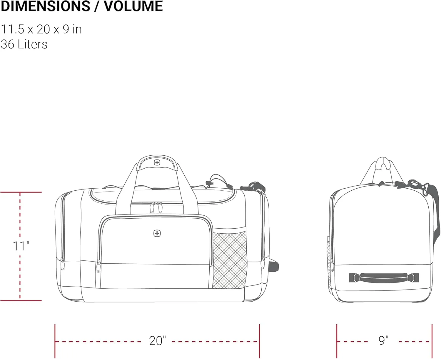 SwissGear Apex Duffle Bag for Travel and Gym with Bungee-Cord System