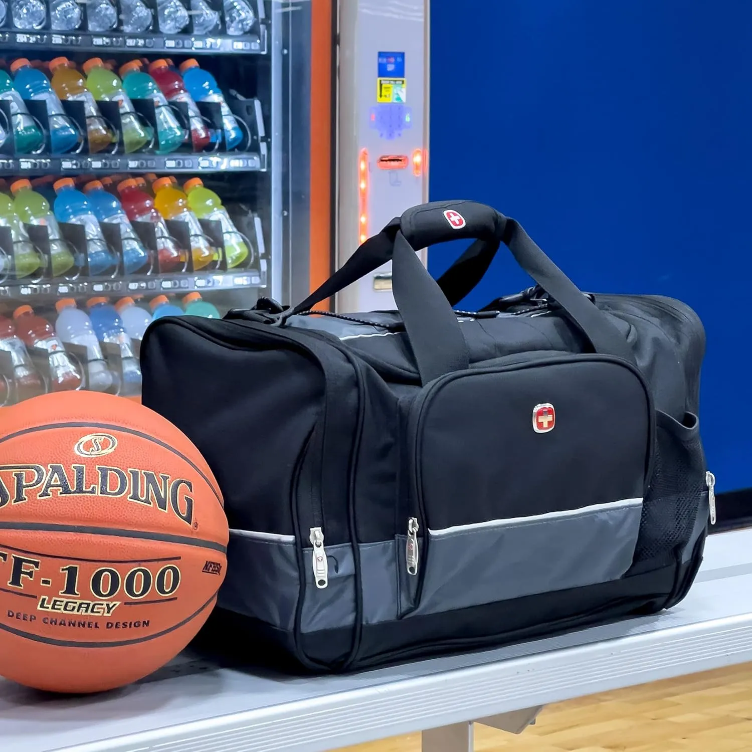 SwissGear Apex Duffle Bag for Travel and Gym with Bungee-Cord System