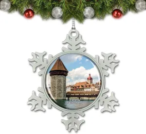 Switzerland Chapel Bridge Lucerne Christmas Ornament Tree Decoration Crystal Metal Souvenir Gift