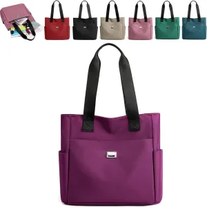 Symmetryup tote bag, Large Capacity Water Repellent Multi Pocket Nylon Shoulder Bag, Travel Crossbody Bags for Women