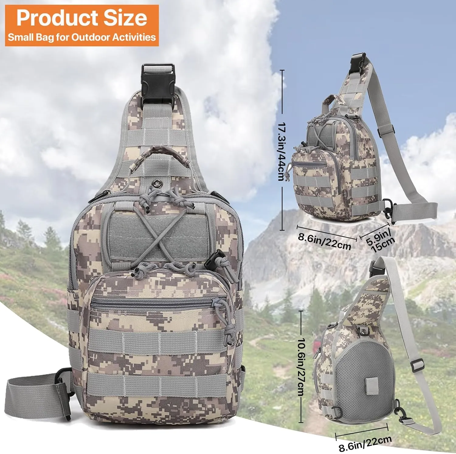 Tactical Sling Bag for Men, Small Crossbody Bag Chest Holster, EDC Shoulder Bag, Acu