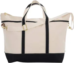 Tag&Crew Solid Boat Weekender Multipocket Carry-on Heavy Canvas Unisex Duffle Bag with Detachable Adjustable Shoulder Strap Designed for Overnight Travel, Business Trips, Short Vacations - Black
