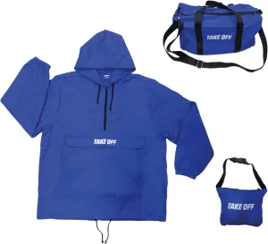 TAKE OFF Luggage - 3 in 1 Duffle Bag, Large Pocket Jacket or Pouch, Lightweight Oversized Windbreaker, Convertible Waterproof Garment, Personal Item & Carry On Accessories for Travel Essentials, Blue