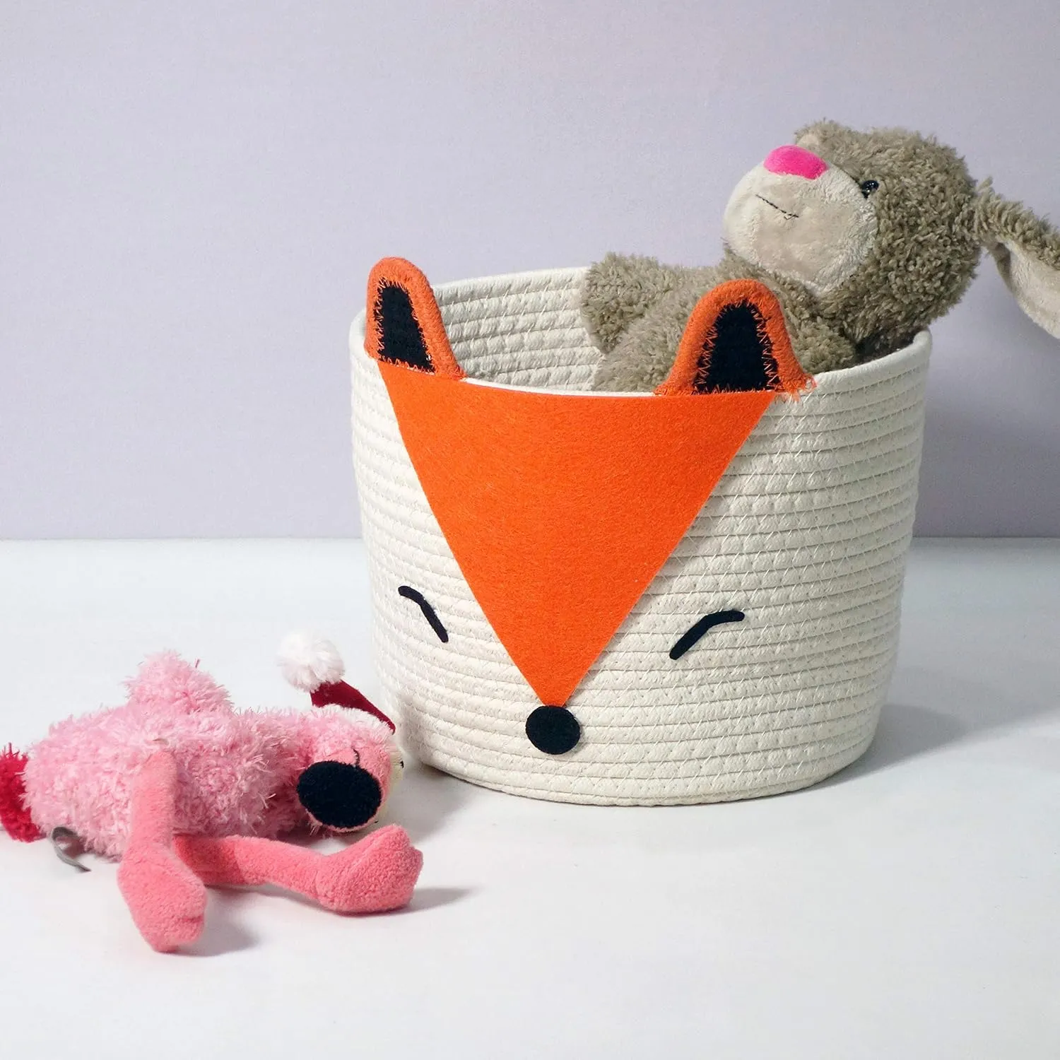 T&T Homewares Orange Fox Storage Basket - Small, Multipurpose for Baby Diapers, Laundry, Kids Room, Dog/Cat Toys - Ideal for Woodland Nursery Decor & Organizing