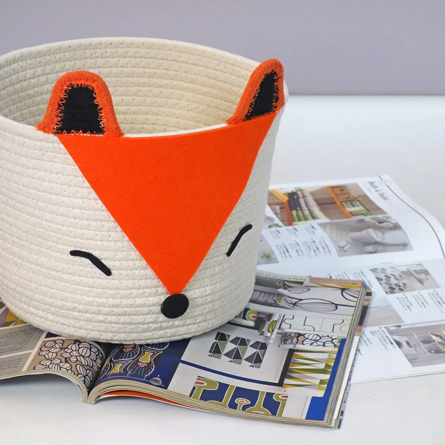 T&T Homewares Orange Fox Storage Basket - Small, Multipurpose for Baby Diapers, Laundry, Kids Room, Dog/Cat Toys - Ideal for Woodland Nursery Decor & Organizing