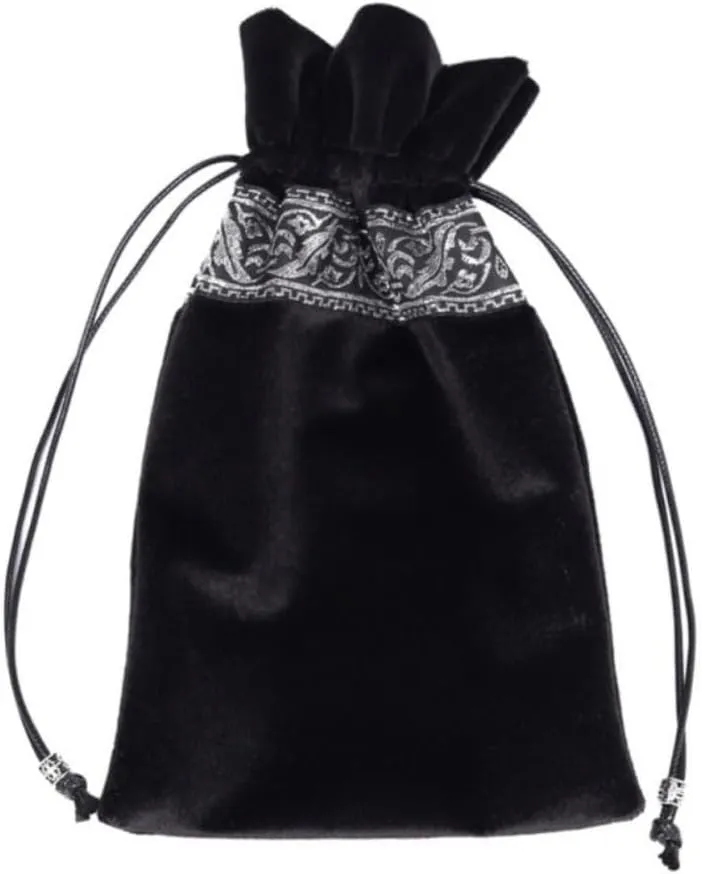 Tarot Tablecloth Embroidered Horoscope Square Divination With Bag Tarot Cloth Tarot Tablecloth And Bag Set (Black)