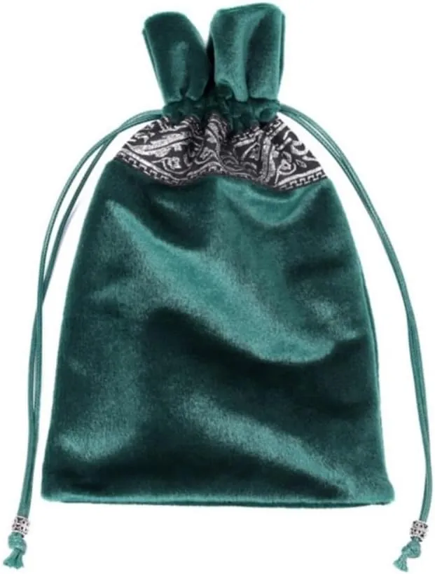 Tarot Tablecloth Embroidered Horoscope Square Divination with Bag Tarot Cloth Tarot Tablecloth and Bag Set (Green)