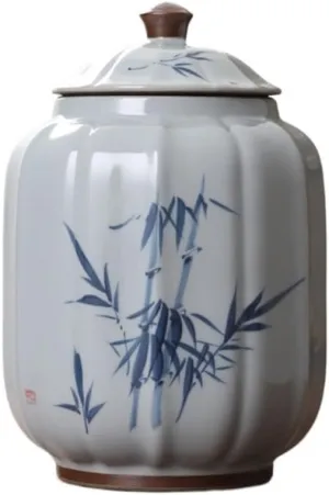 Tea Caddy Ceramic Loose Tea Storage Container Jar Chinese Style Qianli Jiangshan Hand-painted Tea Jar Kitchen Food Storage Jar for Kitchen Storage Tea Coffee Sugar (Color : B)