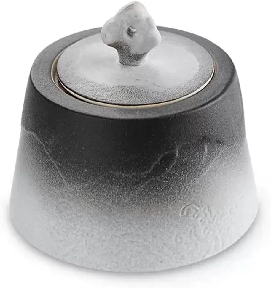 Tea Tins Canister Chinese Style Porcelain Tea Tin Matte Kiln Glazed Surface Ceramic Tea Storage Containers with Airtight Lid Tea Canister for Loose Tea Spice Storage Tea Storage Containers
